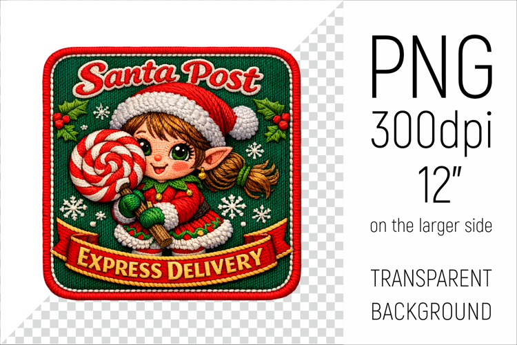Santa Post Elf Clipart | Vintage Embroidery Style