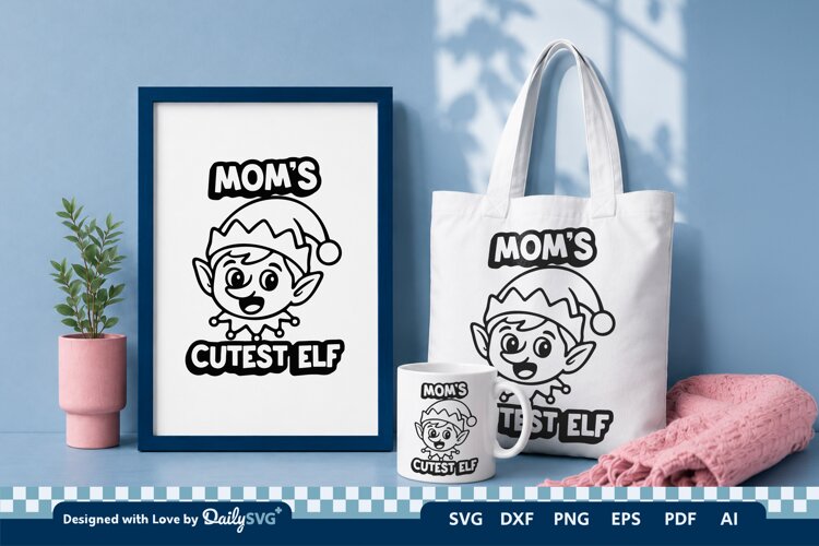 Cute Christmas Elf SVG Cut File for Crafts example image 1