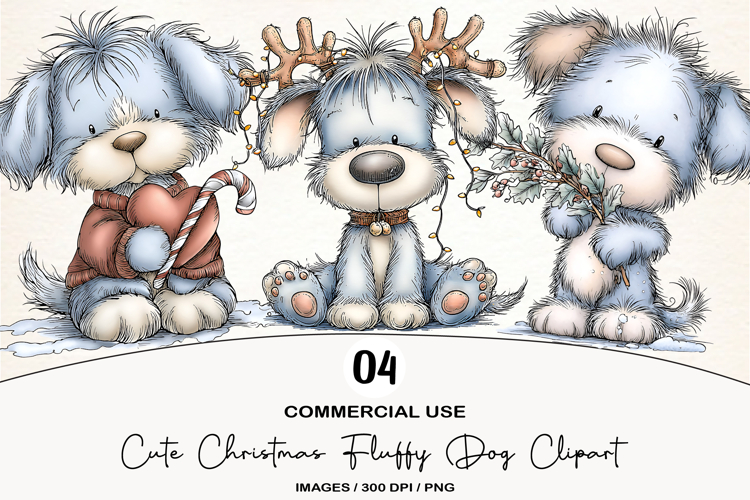 Cute Christmas Fluffy Dog Clipart