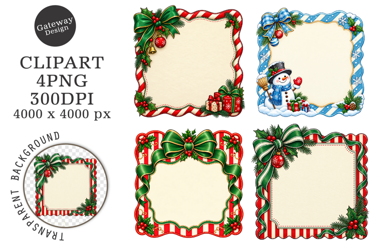 Cute Christmas Hand-Drawn Frames PNG