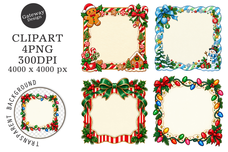 Cute Christmas Hand-Drawn Frames PNG