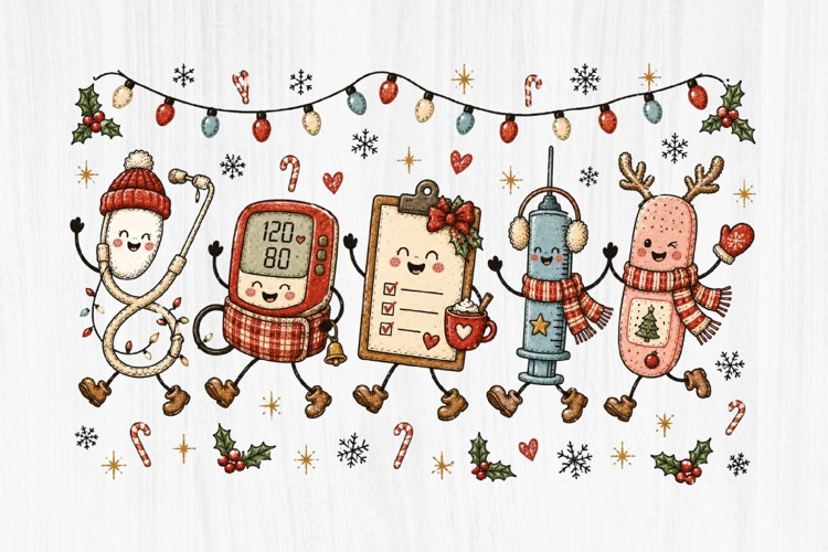 Cute Christmas Medical Character Clipart PNG