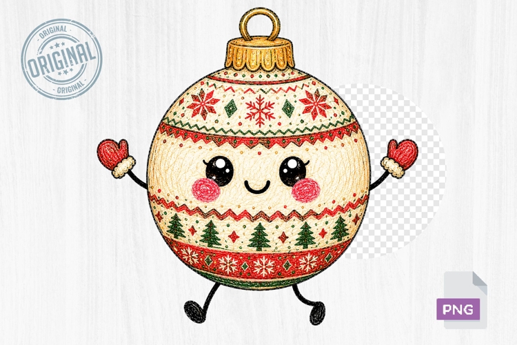 Cute Christmas Ornament Doodle PNG Clipart Printable Art