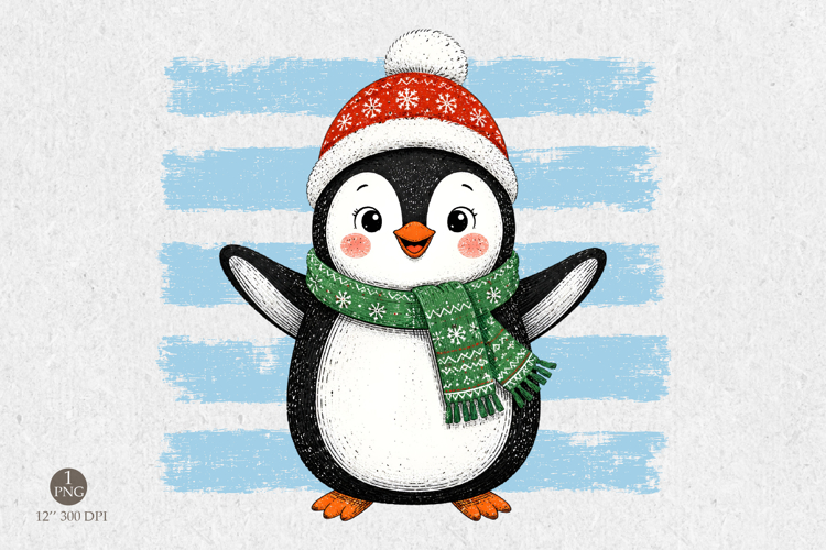 Cute Christmas Penguin PNG - Winter Sublimation Design