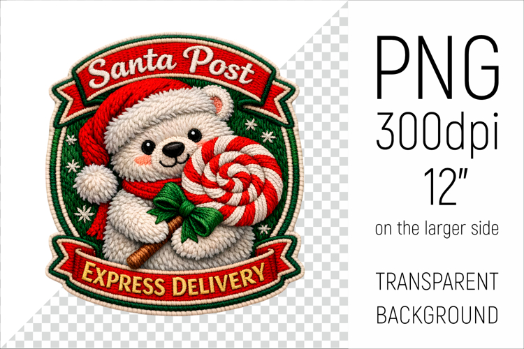 Christmas Polar Bear Patch | Santa Post Express Delivery