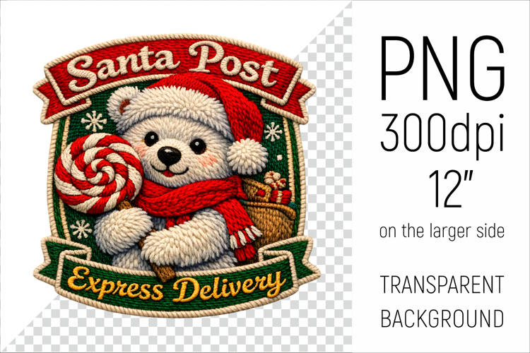 Christmas Polar Bear Patch | Santa Post Express Delivery