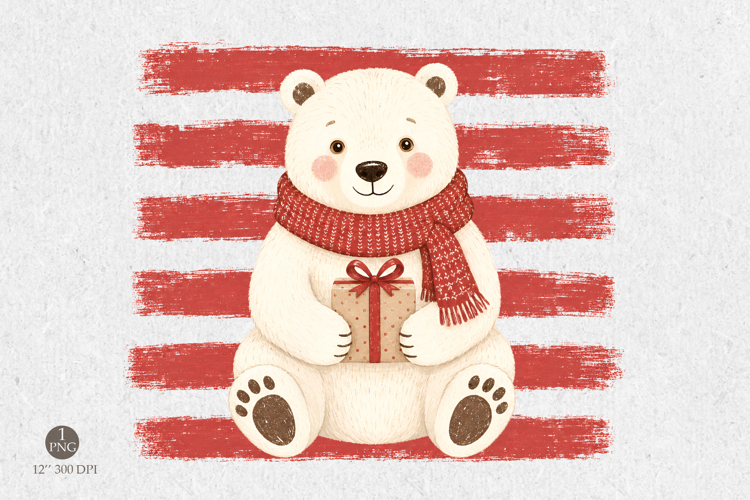 Cute Christmas Polar Bear PNG - Winter Sublimation Design