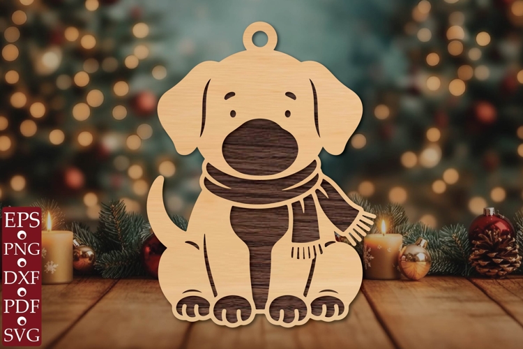 Cute Christmas Puppy Ornament SVG example image 1