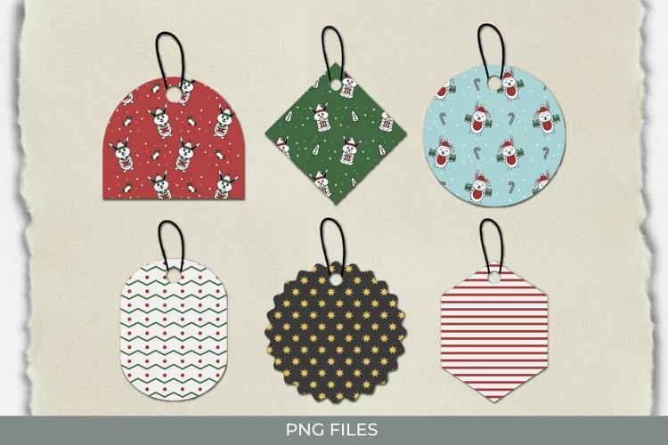 Cute Christmas Rabbit Seamless Pattern Tags