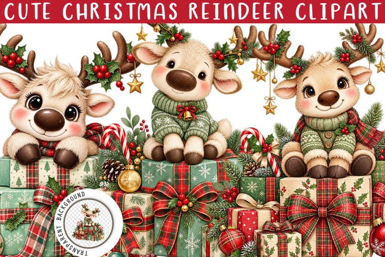 Cute Christmas Reindeer Clipart