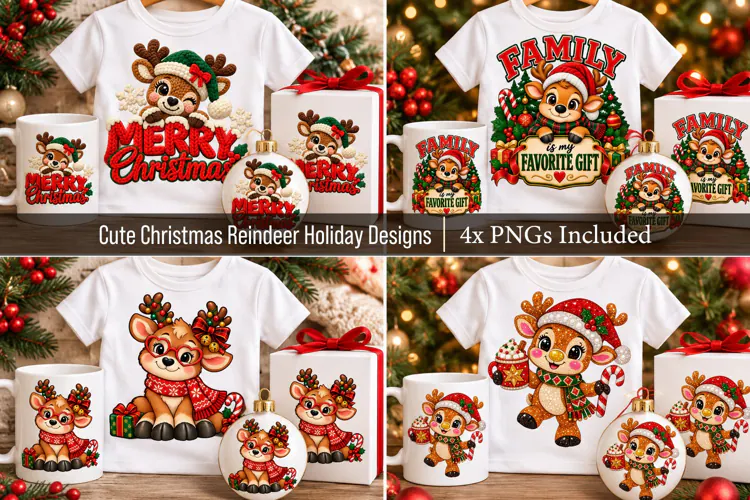Cute Christmas Reindeer Holiday Designs