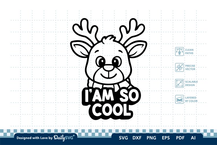 Cute Christmas Reindeer SVG Cut File for Crafts example image 1