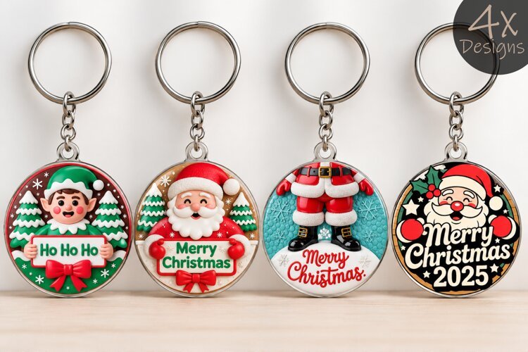 4x Cute Christmas Santa & Elf Holiday Designs example image 1