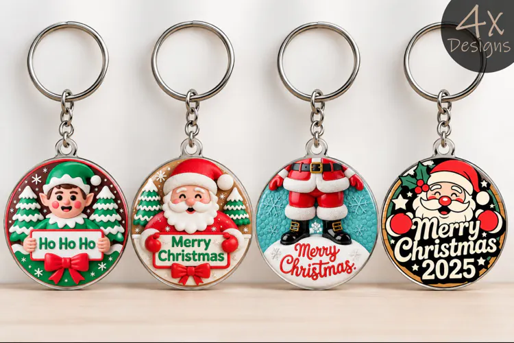 4x Cute Christmas Santa & Elf Holiday Designs
