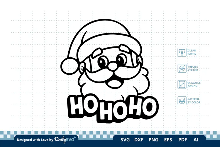 Cute Christmas Santa SVG Cut File for Crafts