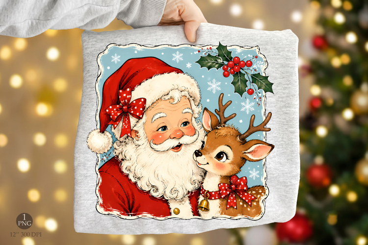 Cute Christmas Santa Reindeer PNG,Christmas Shirt PNG