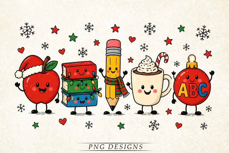 Cute Christmas School Holiday Teacher PNG, Teacher Design