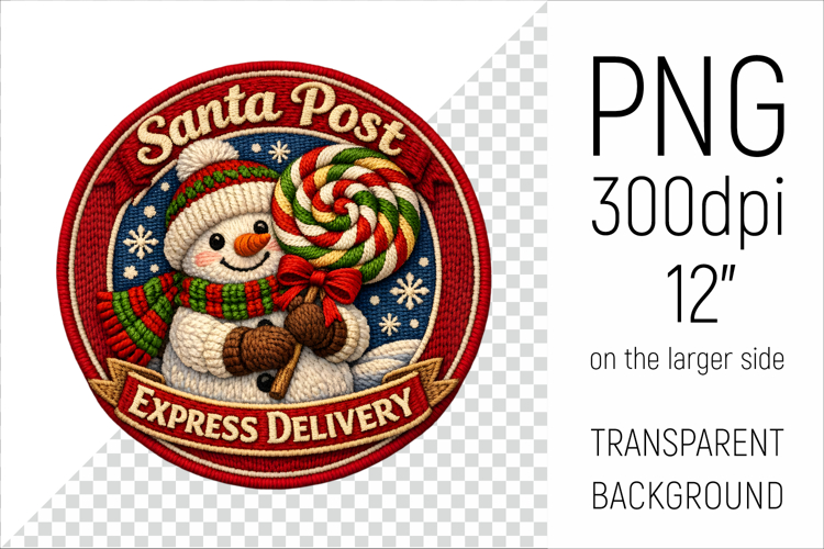 Santa Post Snowman Clipart | Vintage Embroidery Style