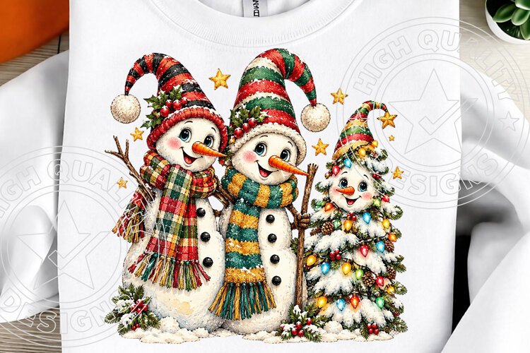 Cute Christmas Snowmen Festive Christmas Tree & Cozy Winter example image 1