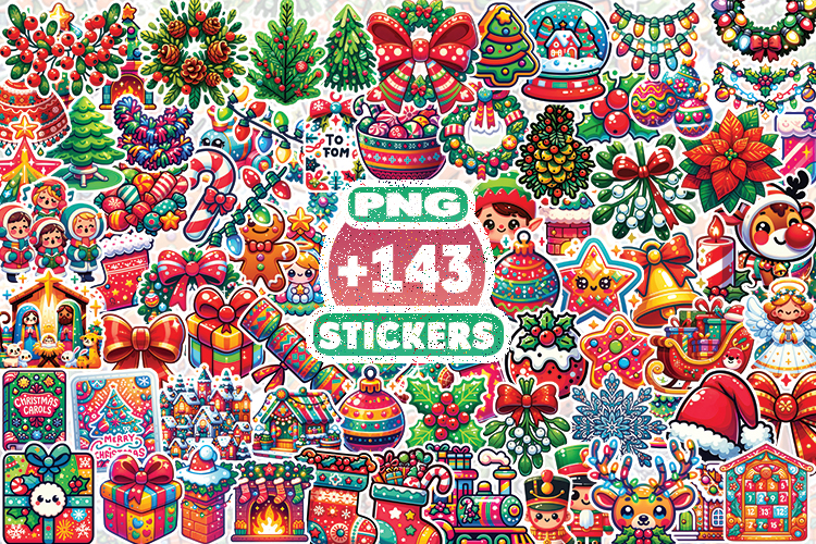 Cute Christmas Stickers Bundle | Kawaii Holiday Sticker Pack