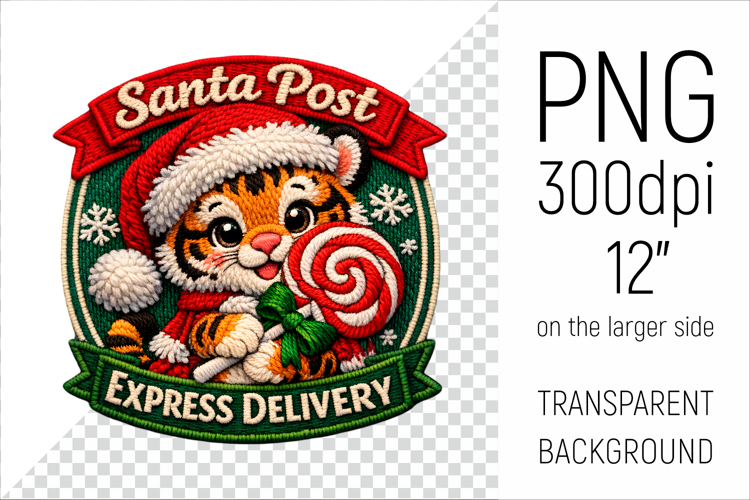 Christmas Tiger Patch | Santa Post Express Delivery