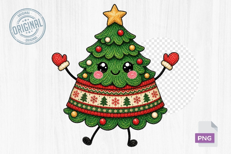 Cute Christmas Tree Doodle PNG Clipart Printable Design