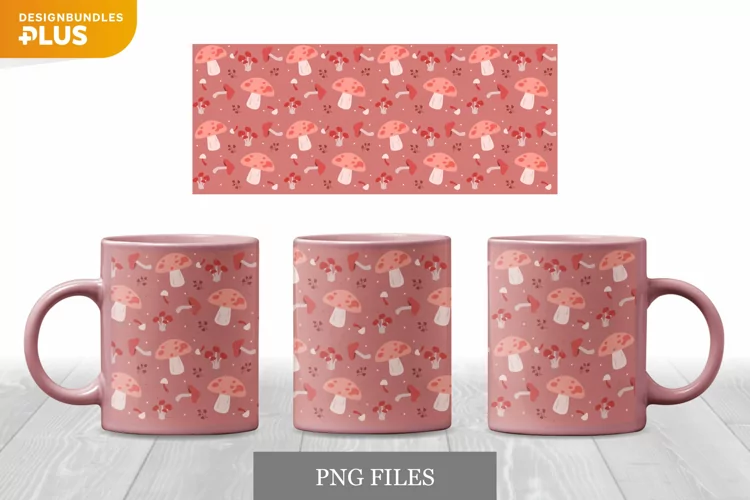 Cute Mushroom Seamless 11 oz Mug Wrap Sublimation