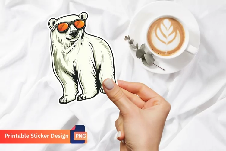 Cute Colorful Polar Bear with Sunglasses Sticker