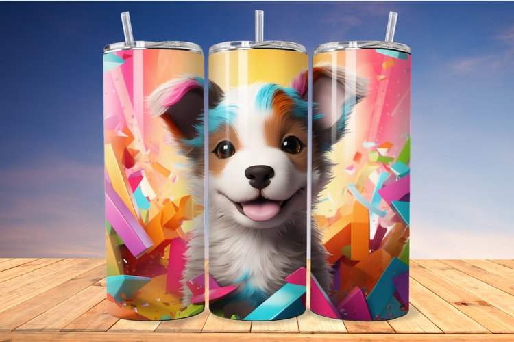 Cute Colorful Puppies 20 Oz Skinny Tumbler