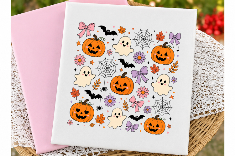 Cute coquette ghost Spooky Season Png example image 1