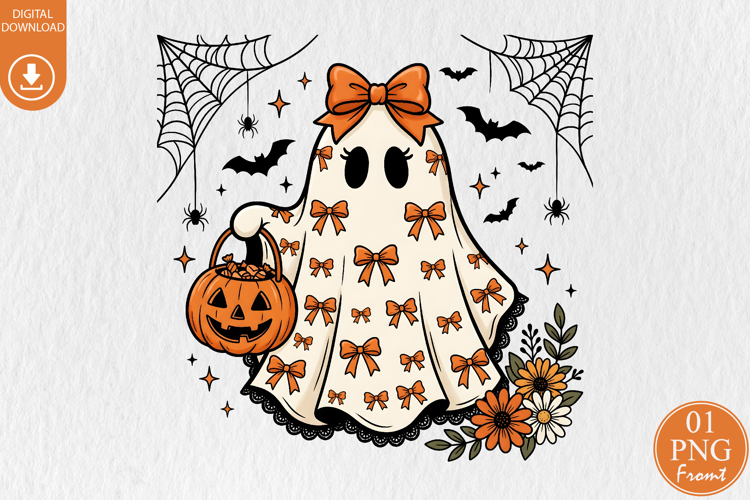 Cute Coquette Ghost Sublimation, Halloween Ghost Design