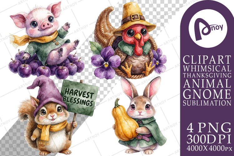 Cornucopia Animal Gnomes Sublimation