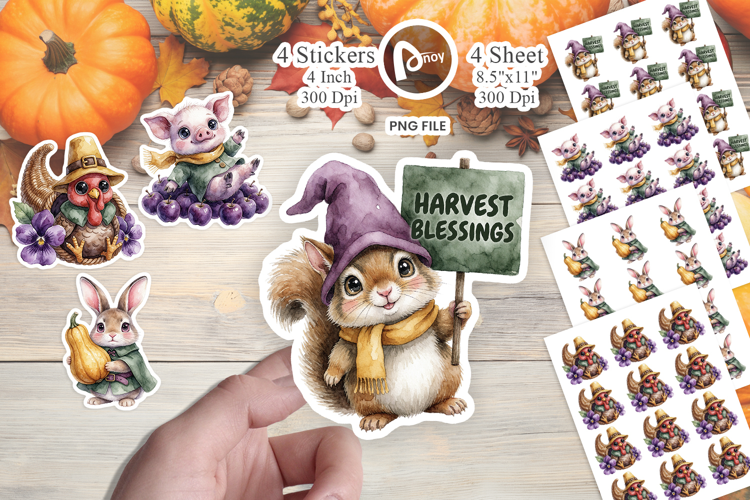 Cornucopia Animal Gnomes Sticker