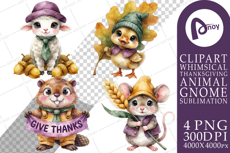 Cornucopia Animal Gnomes Sublimation