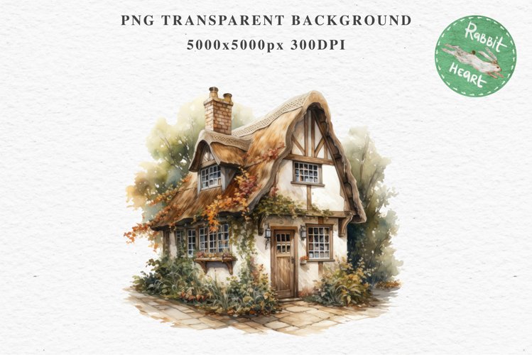 Cute Cottage English Rusty House Clipart Cabin Garden Floral