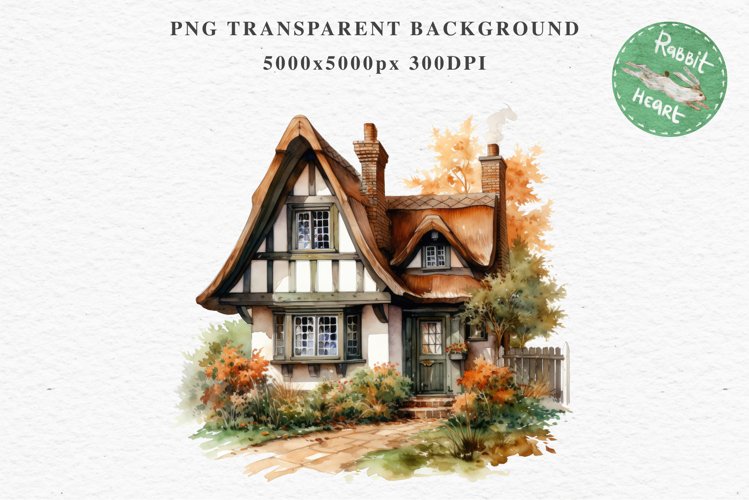 Cute Cottage English Rusty House Clipart Cabin Garden Floral