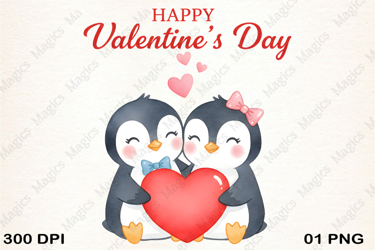 Cute Couple Penguin Clipart PNG