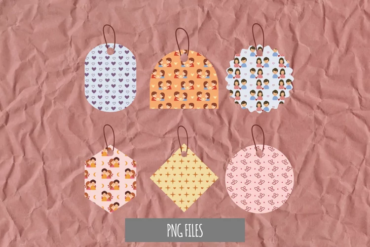 Cute Couple Seamless Pattern Tags