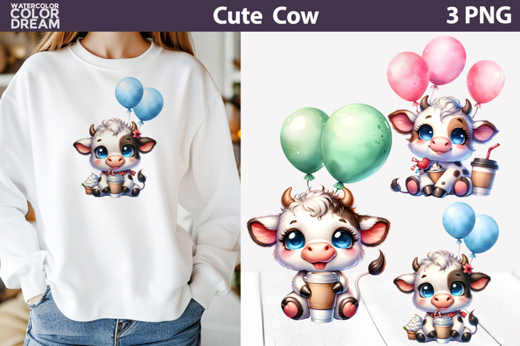 Cute Cow Clipart | Farm Animal Sublimation