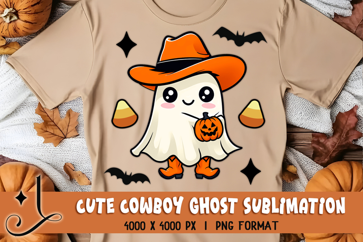 Cute Cowboy Ghost - Halloween Sublimation Design