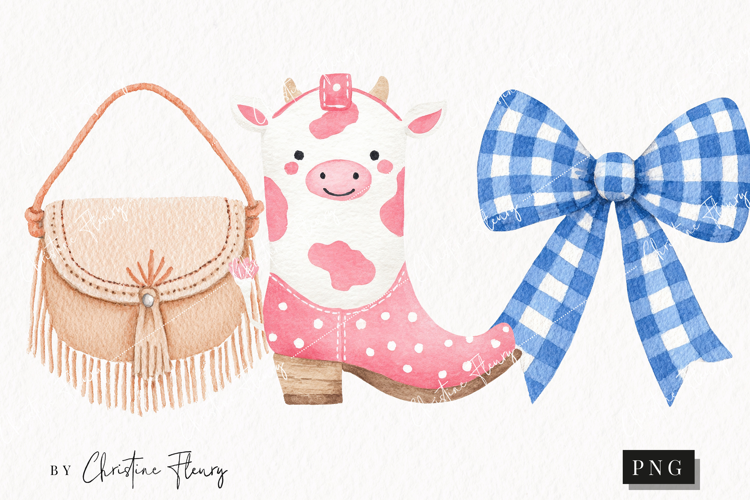 Watercolor Cute Cowgirl Clipart | Cowgirl PNG