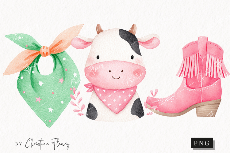 Watercolor Cute Cowgirl Clipart | Cowgirl PNG