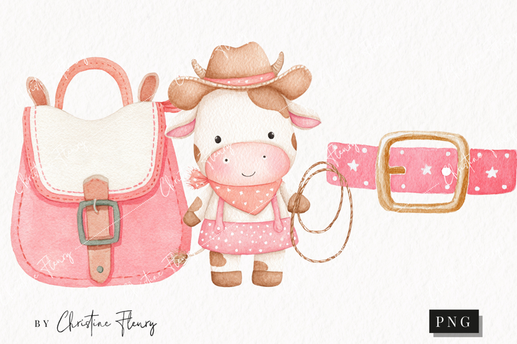 Watercolor Cute Cowgirl Clipart | Cowgirl PNG