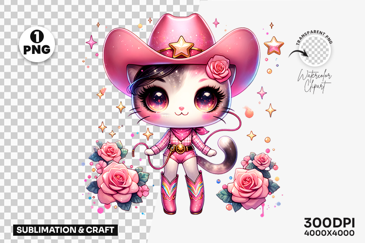 Cute Cowgirl Doll Clipart PNG Sublimation Design