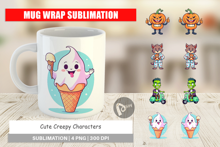 Mug Wrap Cute Creepy Characters