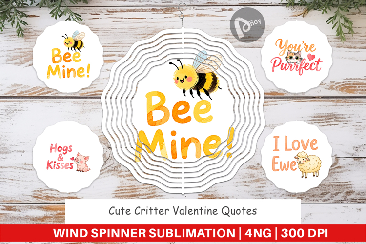 Critter Valentines Quotes Wind Spinner