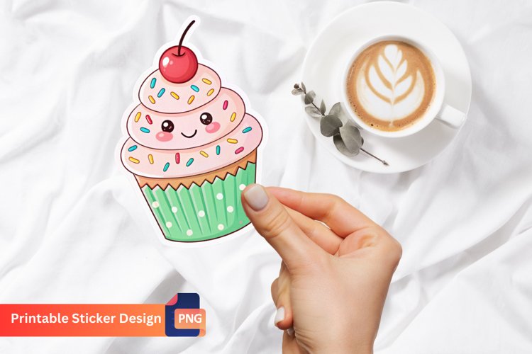 Cute Cupcake Sticker, Food Vinyl Sticker, Cupcake Decal