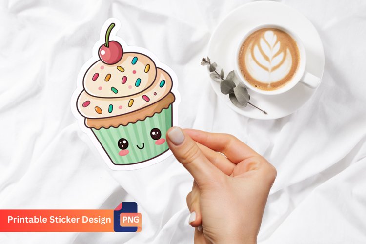 Cute Cupcake Sticker, Food Vinyl Sticker, Cupcake Decal