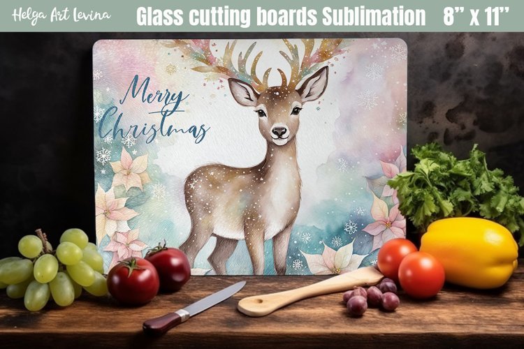 Christmas Glass Cutting Boards Kitchen | Cute deer