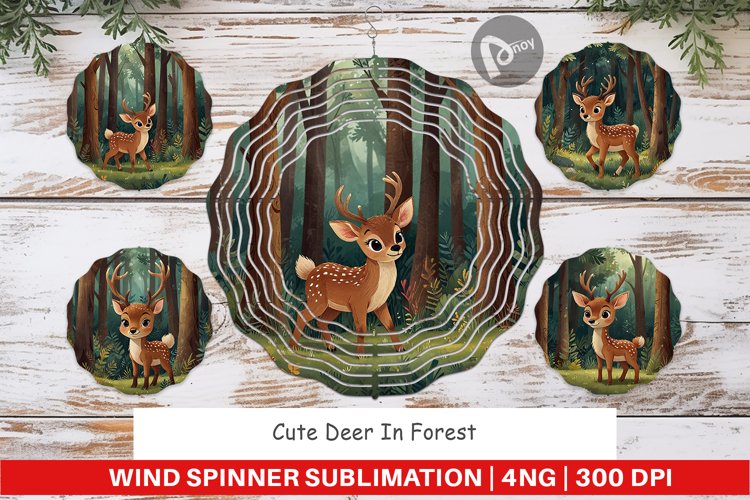 Wind Spinner Cartoon Deer in Forest